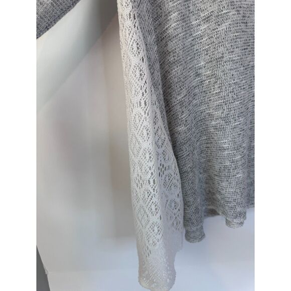 Mossimo Supply Co Gray Knit Sweater Lace Inset Women’s M Sheer Layered - Picture 3 of 4